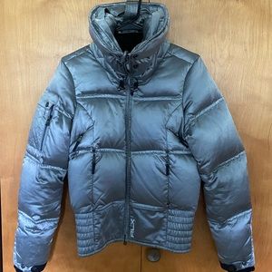 Ralph Lauren RLX Silver Satin Cropped Ski Jacket, Size Small